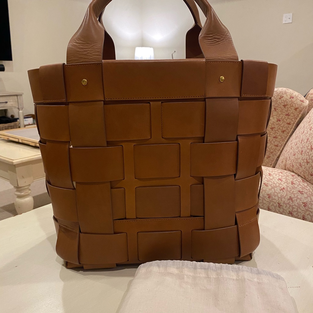 Shinola Detroit Bixby Basket Tote Bag- Large-Chesnut Brown Woven Leather Tote — image 5 of 8